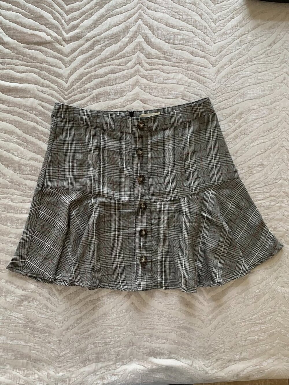 TGLA Plaid  Front Mini Ruffle Skirt | Faux Bottom Down Skirt